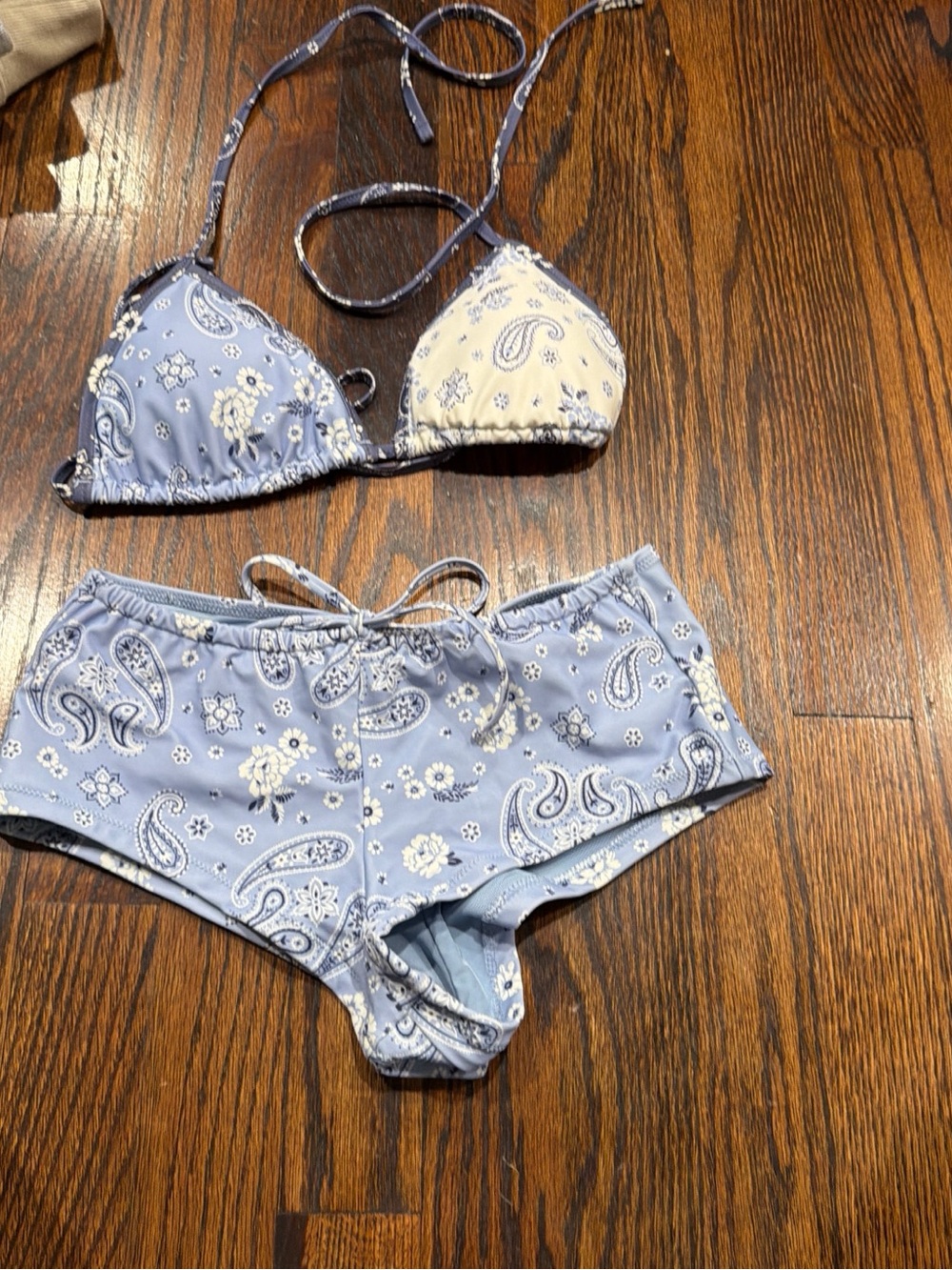 aerie Light Blue Paisley Bikini Set